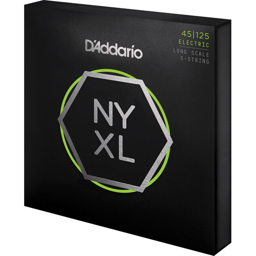 D'Addario NYXL45125 Light Top/Medium Bottom Electric Bass Strings (5-String Set, Long Scale, 45-125)