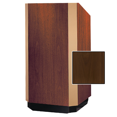 Da-Lite Yorkshire 25" Floor Lectern with Height Adjustment and Sound System (Natural Walnut Veneer Finish, Bronze Trim, 220V)