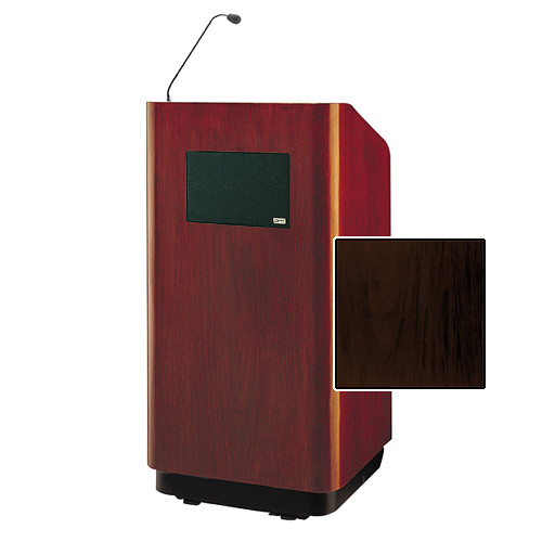 Da-Lite Concord Special Needs Adjustable Floor Lectern with Microphone and Premium Sound System (42", Mahogany Laminate, 220V)