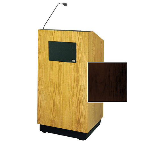 Da-Lite Lexington Multimedia Lectern with Microphone and Premium Sound System (48", Mahogany Laminate, 220V)
