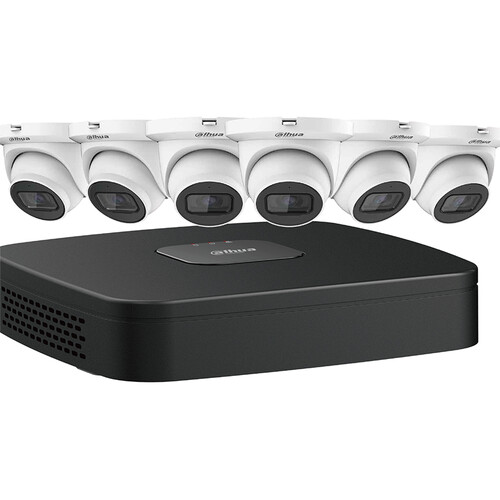 Dahua Technology N484E62B 8-Channel 8MP NVR with 2TB HDD & 6 4MP Night Vision Turret Cameras Kit (White)