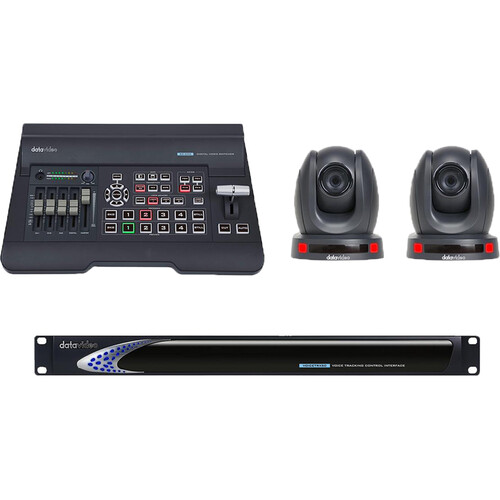 Datavideo Autocast Pro Voice-Tracking Kit with VoiceTRX50, 2 PTC-145 Cameras and SE-650 Switcher