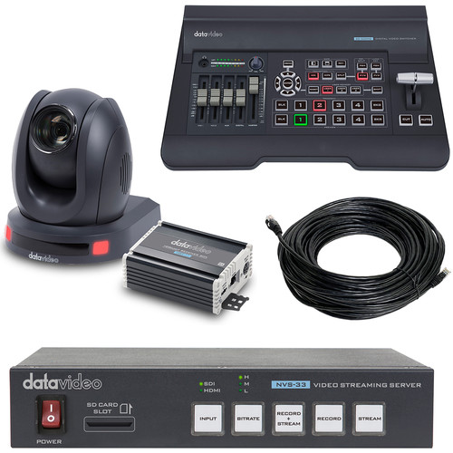Datavideo EZ Streaming Package B with 1080p PTZ Camera, Switcher, Streaming Encoder, HDBaseT to HDMI Converter