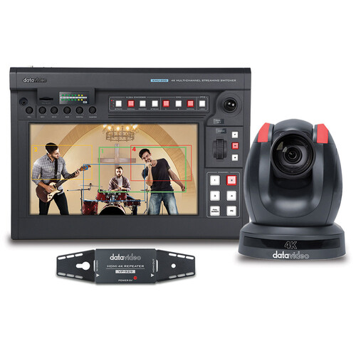 Datavideo PTC-280 4K PTZ Camera and KMU-200 Video Switcher/Recorder with VP-929 Kit