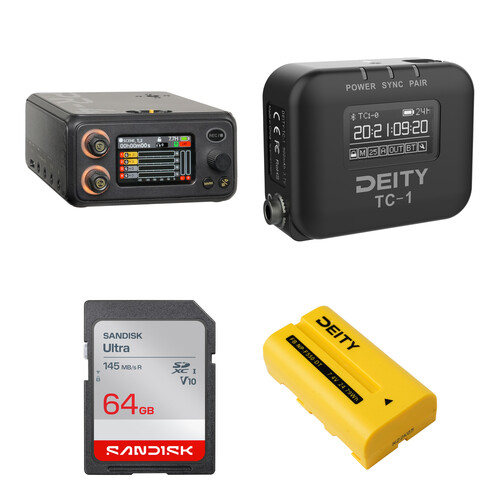 Deity Microphones PR-4 Portable 4-Input 6-Track 32-Bit Float Field Recorder Kit with Memory Card, Battery, and Timecode Generator
