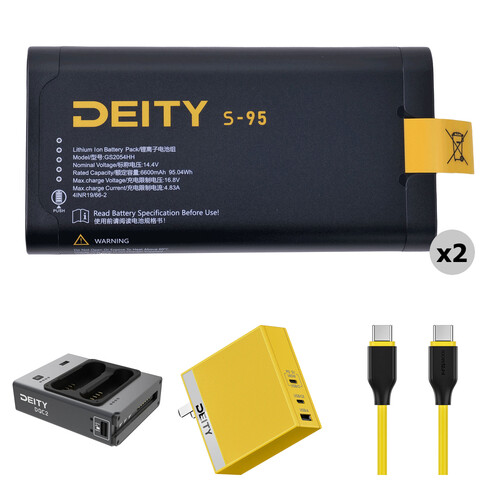 Deity Microphones S-95 Smart Battery Kit with Charger and Power Adapter (2-Pack)