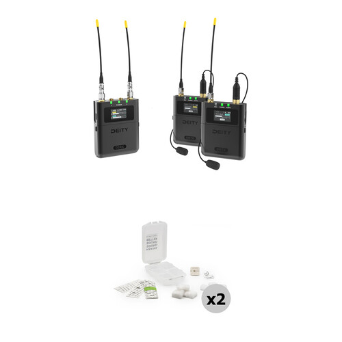 Deity Microphones Theos Digital 2-Person Camera-Mount Wireless Omni Lavalier Microphone System with White Mic Hiding Kits (550 to 663 MHz)