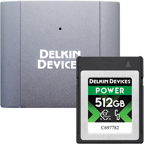 Delkin Devices 512GB POWER 4.0 CFexpress Type B Memory Card & USB 3.2 Memory Card Reader Bundle