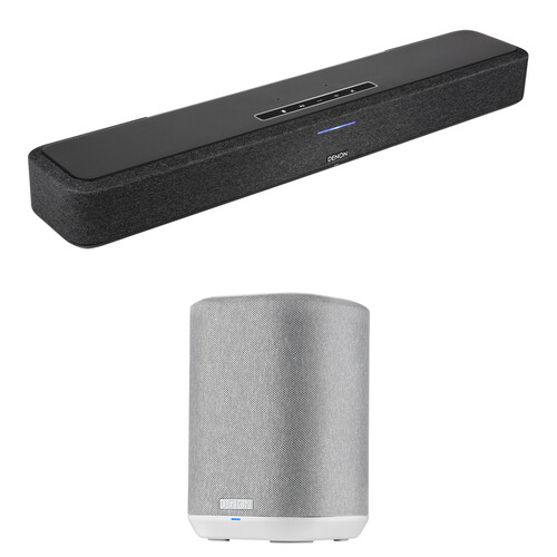 Denon Home Sound Bar SB550 and Home 150 Wireless Speaker Kit (Black/White)