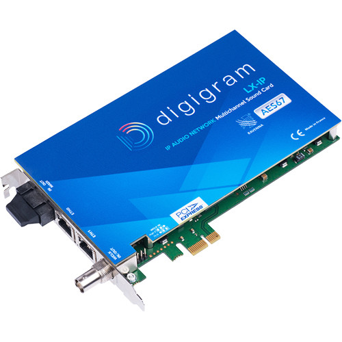 Digigram LX-IP 64x64 PCIe Card with Dual RAVENNA/AES67 Ports for Windows and Linux