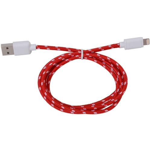 DIGITAL TREASURES Braided Charge & Sync Lightning Cable (3', Red & White)