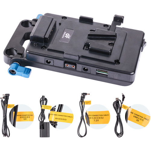 DigitalFoto Solution Limited V-Mount Power Plate with USB, 7.2V, 12V, and D-Tap Outputs and 15mm Rod Clamp