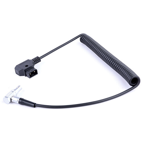 DigitalFoto Solution Limited Coiled D-Tap to Right-Angle LEMO 0B-Type Male 2-Pin Power Cable for Vaxis Wireless Transmitter and Tilta Power Base (1.6 to 4.9')