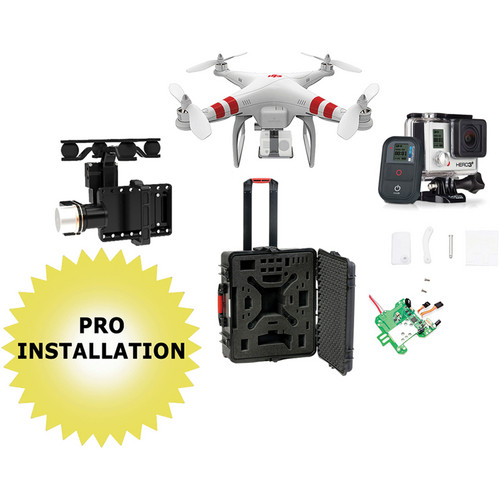 DJI Phantom & HERO3+ (Black) with Pre-Installed Gimbal & Wheeled Case