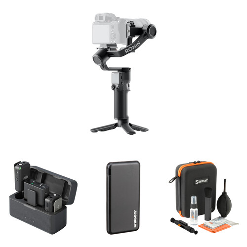 DJI RS 3 Mini Gimbal Stabilizer and 2-Person Wireless Microphone System/Recorder Accessory Kit