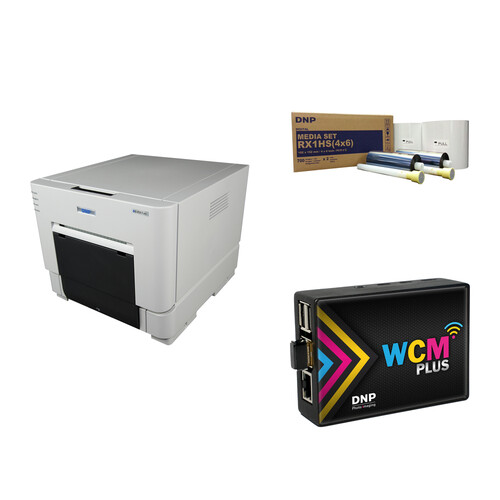 DNP DS-RX1HS Dye Sublimation Printer Kit with WCM Plus Wireless Connect Module and 4 x 6" Media Set