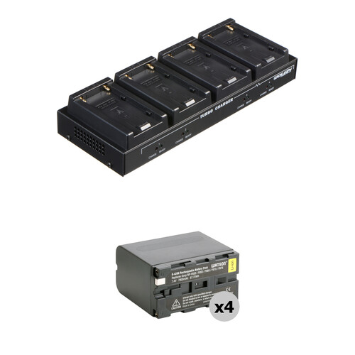 Dolgin Engineering TC40-SON Four-Position Charger Kit with 4 x Watson NP-F975 Batteries
