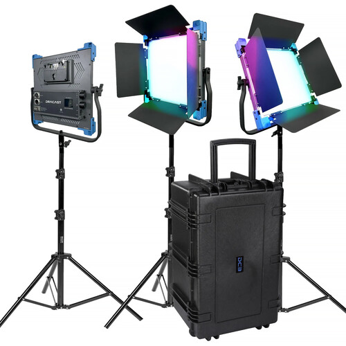 Dracast Pro Series II LED1000 RGB LED Light Panel (3-Light Kit, Gold Mount)