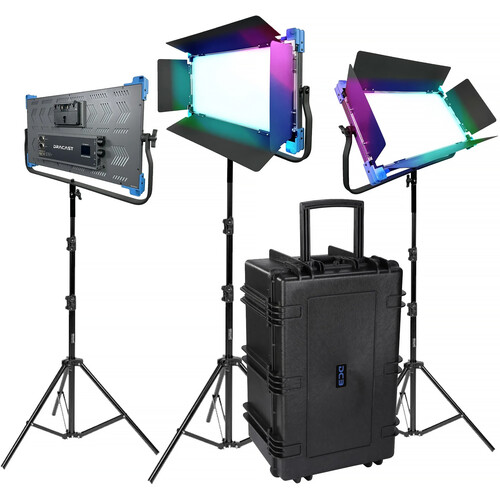 Dracast Pro Series II LED2000 RGB LED Light Panel (3-Light Kit, Gold Mount)