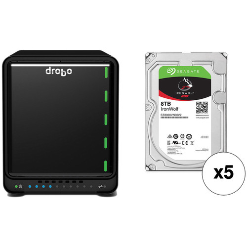 Drobo 5D 40TB Professional Storage Array Kit with Seagate NAS Drives (5 x 8TB)