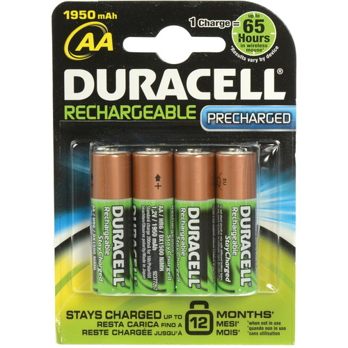 Duracell StayCharged AA NiMH Rechargeable Batteries (4-Pack, 1.2V, 1950mAh)