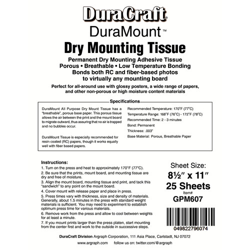 Duracraft Duramount Dry Mounting Tissue (8.5 x 11", 25 Sheets)