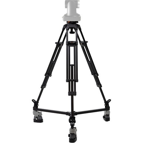 E-Image Aluminum PTZ Tripod with 100mm Flat Base, Dolly & Quick Release Plate (88 lb Payload)