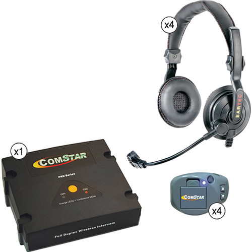 Eartec ComStar XT Full Duplex Wireless System with Slimline Double Headsets (4 User)