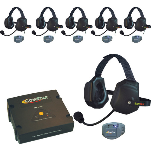 Eartec ComStar Com-Center Intercom with 6 Belt-Pack & 6 Xtreme Headset Kit