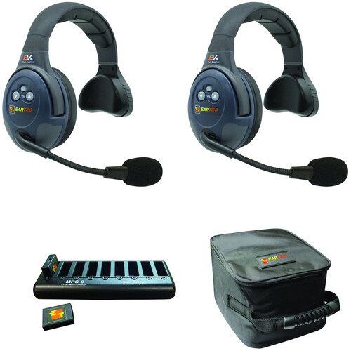 Eartec EVADE EVX2S Light-Industrial Full-Duplex Wireless Intercom System with 2 Single-Ear Headsets (2.4 GHz)