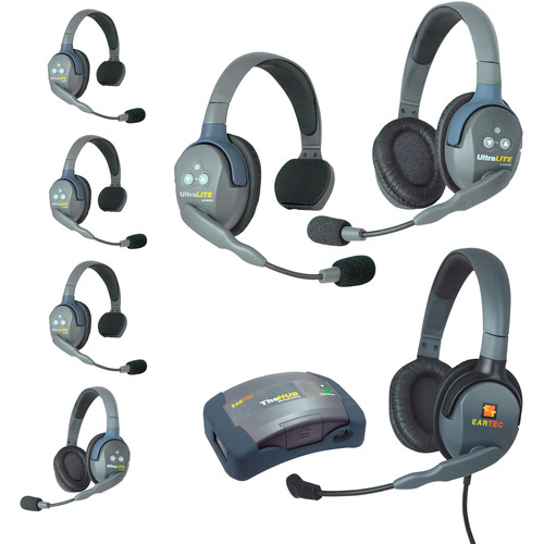 Eartec HUB742MXDAU UltraLITE 7-Person HUB Intercom System with Max 4G Double Headset (AU)