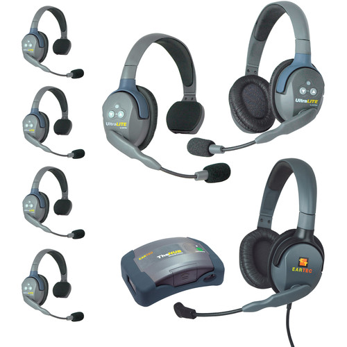 Eartec HUB751MXDAU UltraLITE 7-Person HUB Intercom System with Max 4G Double Headset (AU)