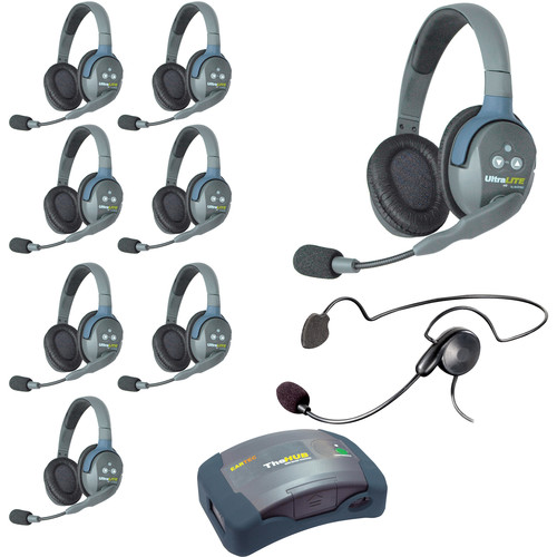 Eartec HUB9DCYB UltraLITE 9-Person HUB Intercom System with Cyber Headset (USA)