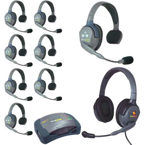 Eartec HUB9SMXD UltraLITE 9-Person HUB Intercom System with Max 4G Double Headset (USA)