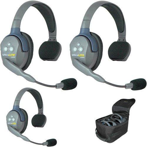 Eartec UltraLITE 3-Person Full-Duplex Wireless Intercom with 3 Single-Ear Headsets (1.9 GHz, AU)