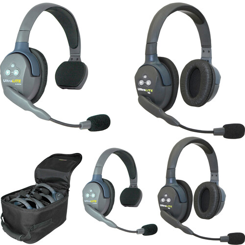 Eartec UltraLITE 4-Person Full-Duplex Wireless Intercom with 2 Single-Ear & 2 Dual-Ear Headsets (1.9 GHz, USA)