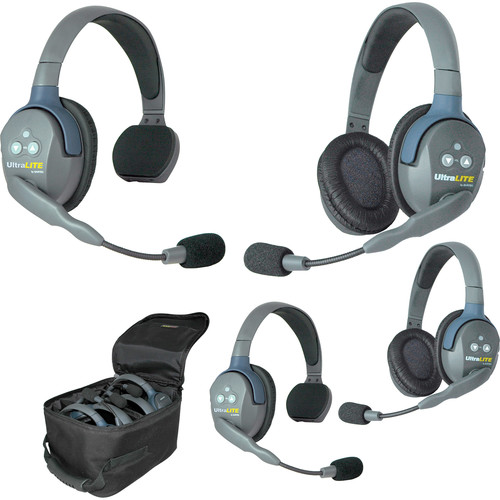 Eartec UltraLITE 4-Person Full-Duplex Wireless Intercom with 2 Single-Ear & 2 Dual-Ear Headsets (1.9 GHz, EU)