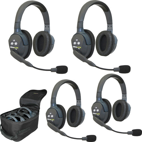 Eartec UltraLITE 4-Person Full-Duplex Wireless Intercom with 4 Dual-Ear Headsets (1.9 GHz, AU)
