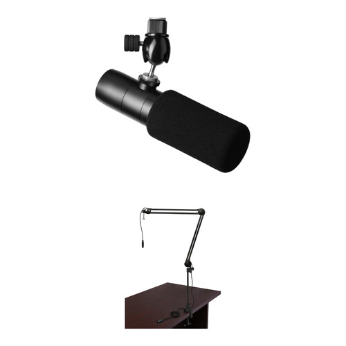 Earthworks ETHOS Broadcast Condenser Microphone with Foam Windscreen & Cabled Boom Arm Kit (Matte Black)
