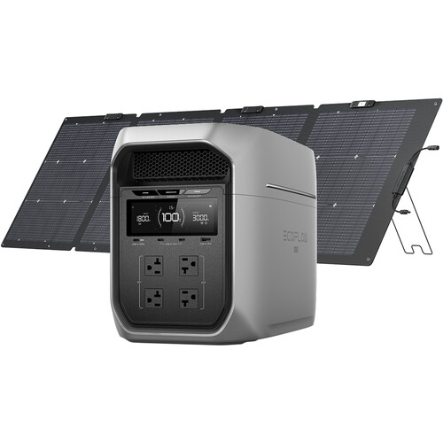 EcoFlow DELTA 3 Max Plus Portable Power Station with 220W Solar Panel (Black)