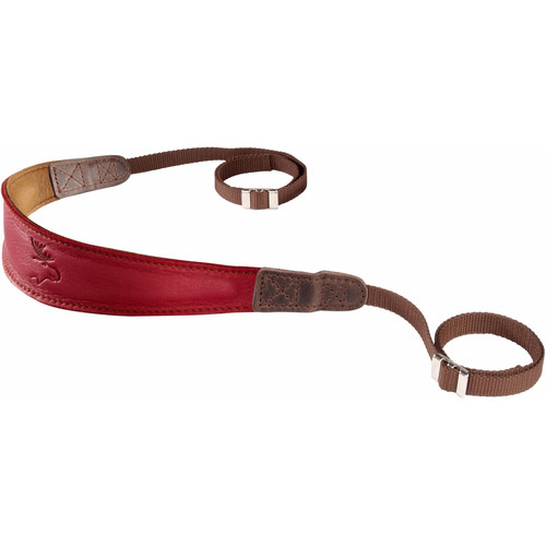 EDDYCAM Premium Camera Strap (Medium, Red/Natural with Natural Stitching)