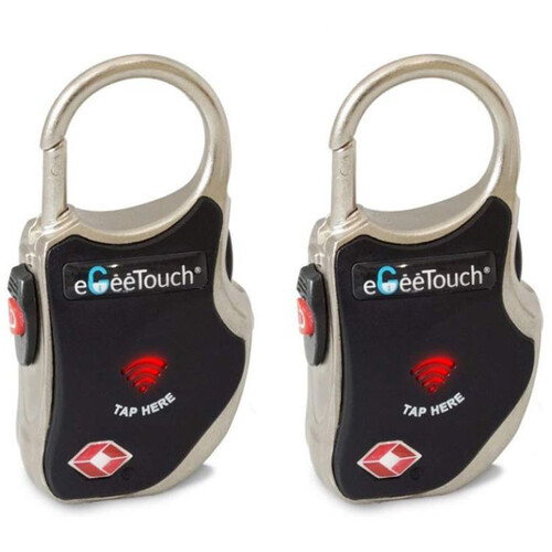 eGeeTouch 2nd Generation Travel Padlock (Black, 2-Pack)