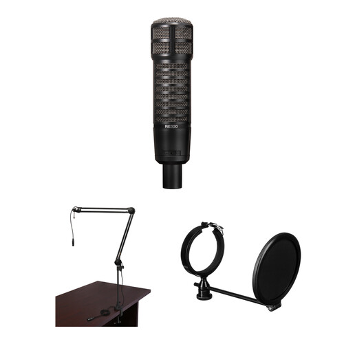 Electro-Voice RE320 Podcasting Microphone Kit with Broadcast Arm, XLR Cable & Pop Filter