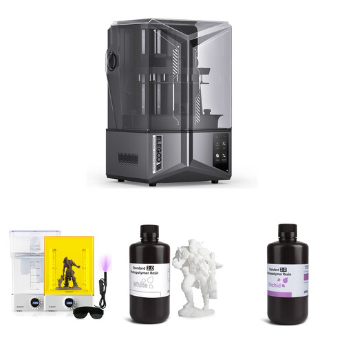 ELEGOO Saturn 4 Ultra 12K MSLA Resin 3D Printer Kit with Mercury XS Bundle and White and Orchid Standard Resin Bottles