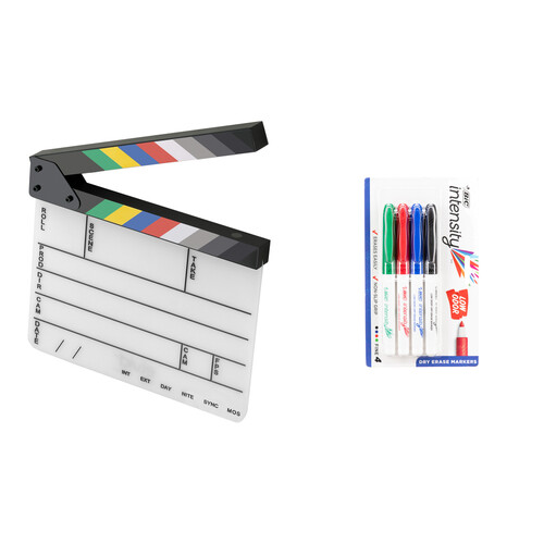 Elvid 9-Section Acrylic Production Slate with Dry-Erase Marker Kit