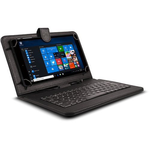 Ematic Intel 8" 16GB With W10 QC Touchscreen Tablet With Leather Keyboard Case