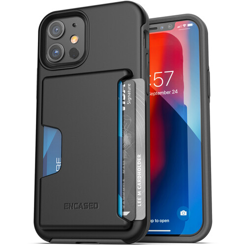Encased Phantom Smartphone Wallet Case for Apple iPhone 12/12 Pro (Black)