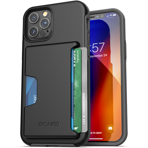 Encased Phantom Smartphone Wallet Case for Apple iPhone 12 Pro Max (Black)