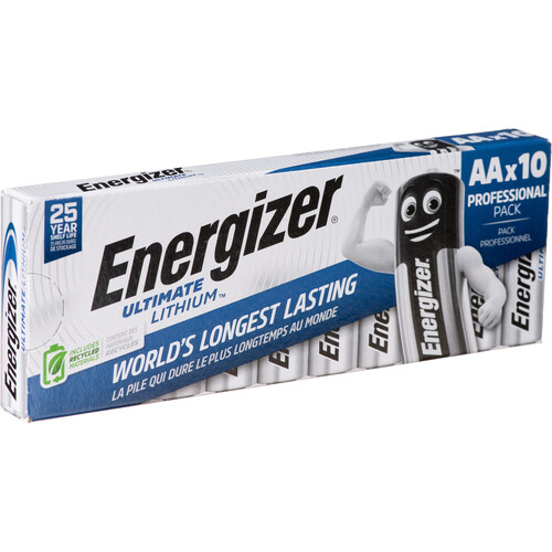Energizer Ultimate Lithium AA Batteries (1.5V, 3500mAh, 10-Pack)