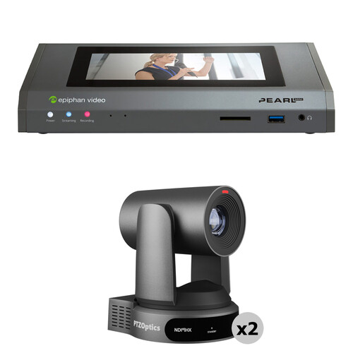 Epiphan Pearl Mini Live 1080p Switcher Kit with 2 x PTZOptics Move UHD 4K 30x Cameras (Gray)